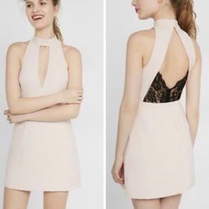 Express Baby Pink Cocktail Dress with Lace Back